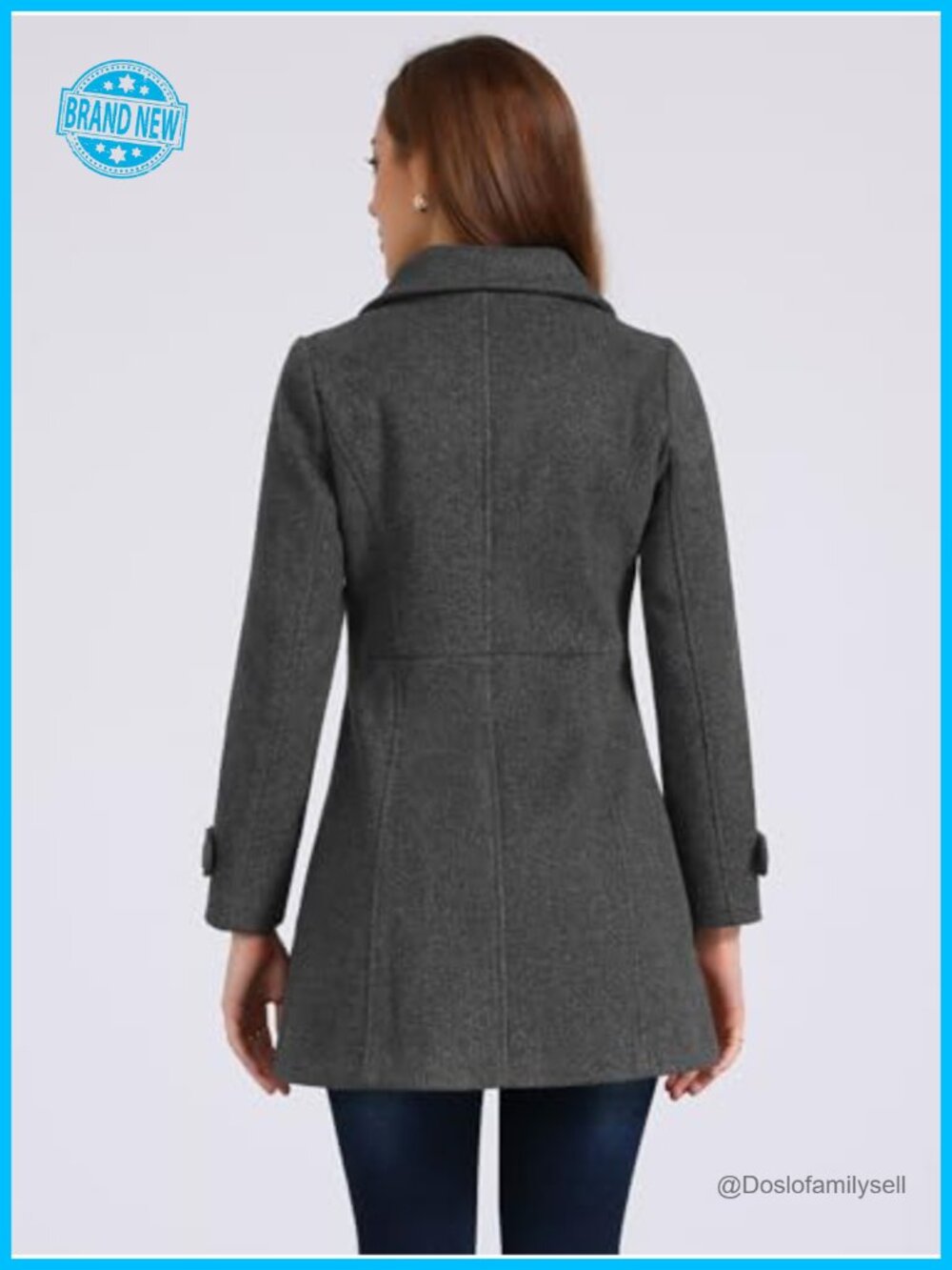 Peter Pan Collar Single Breasted Long Trench Coat Winter Dressy Overcoat - Picture 4 of 6